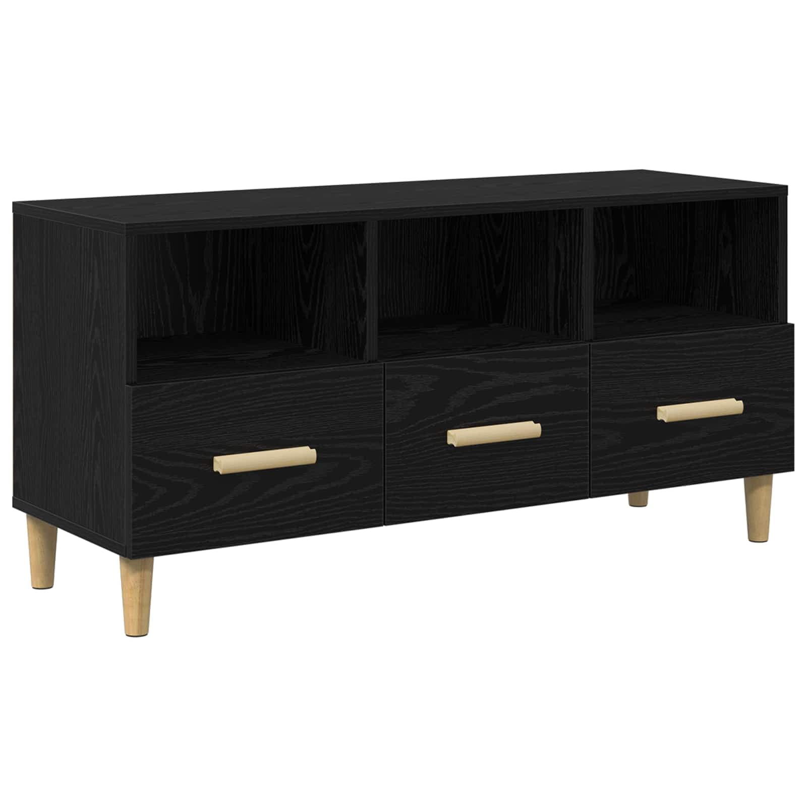 vidaXL Móvel para TV com Gaveta Carvalho Preto 102 x 36 x 50 cm - 2860626383