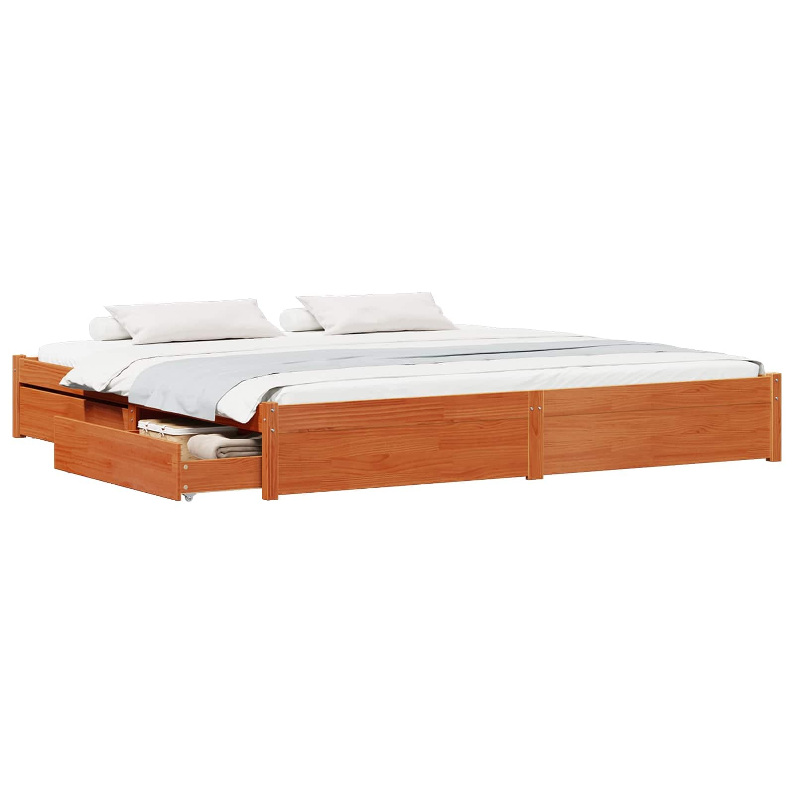 vidaXL Estrutura da Cama com gaveta Marrom Cera 180 x 200 cm