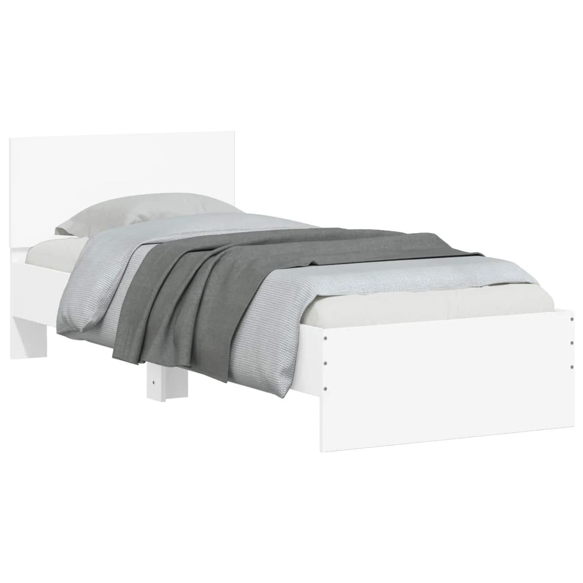 vidaXL Estrutura de Cama com Cabeceira Branco Derivados de madeira