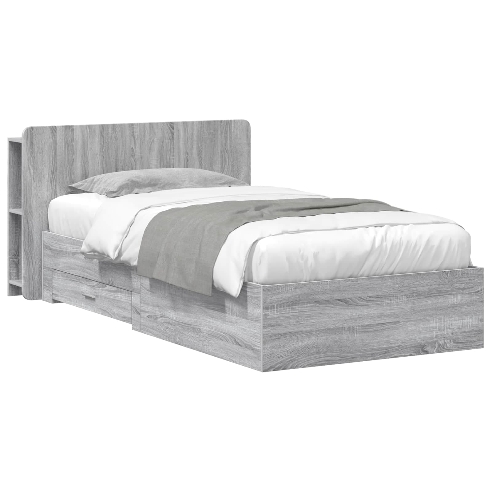 vidaXL Estrutura de Cama com Armazenamento Sonoma cinzento