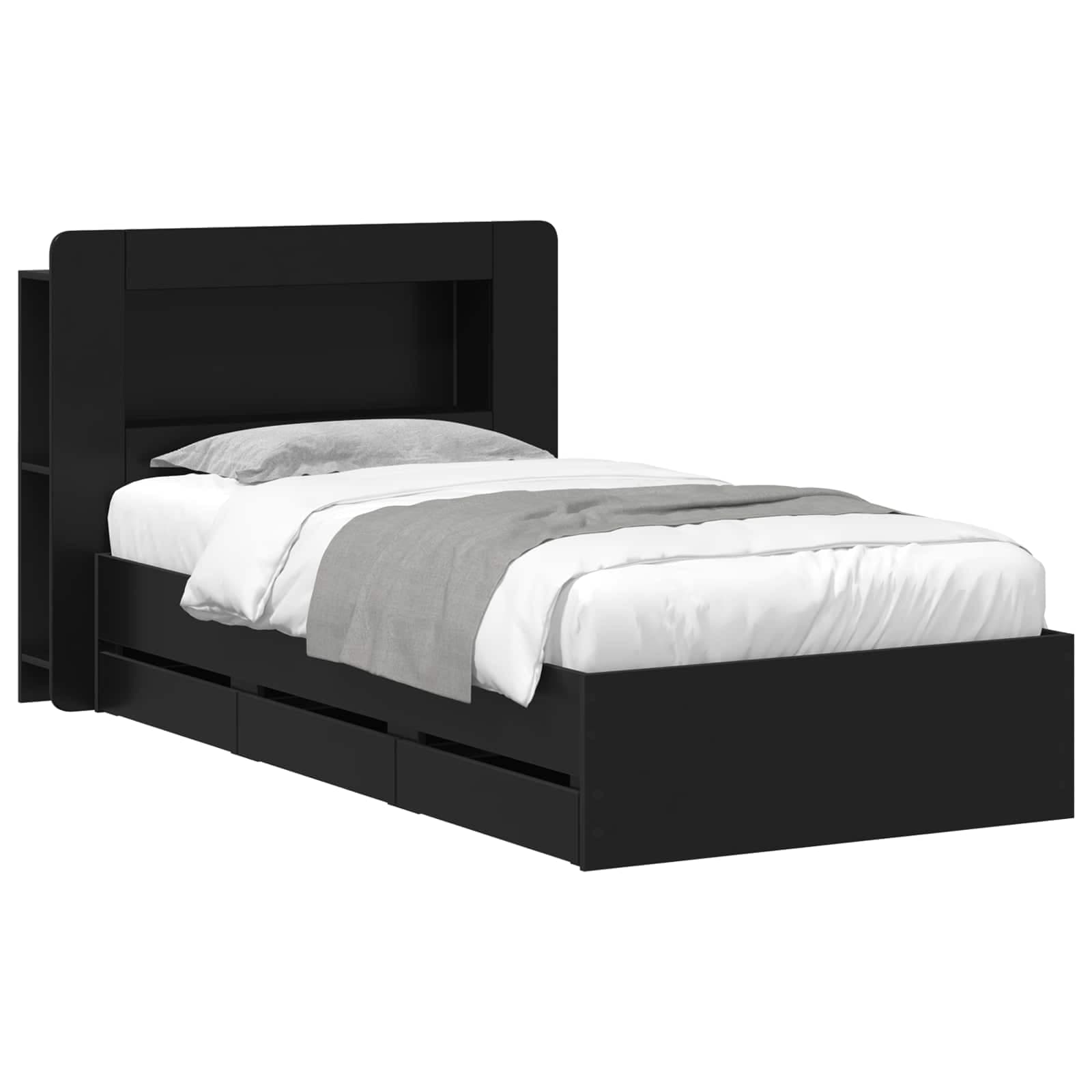 vidaXL Estrutura de Cama com Armazenamento Preto 75 x 190 cm