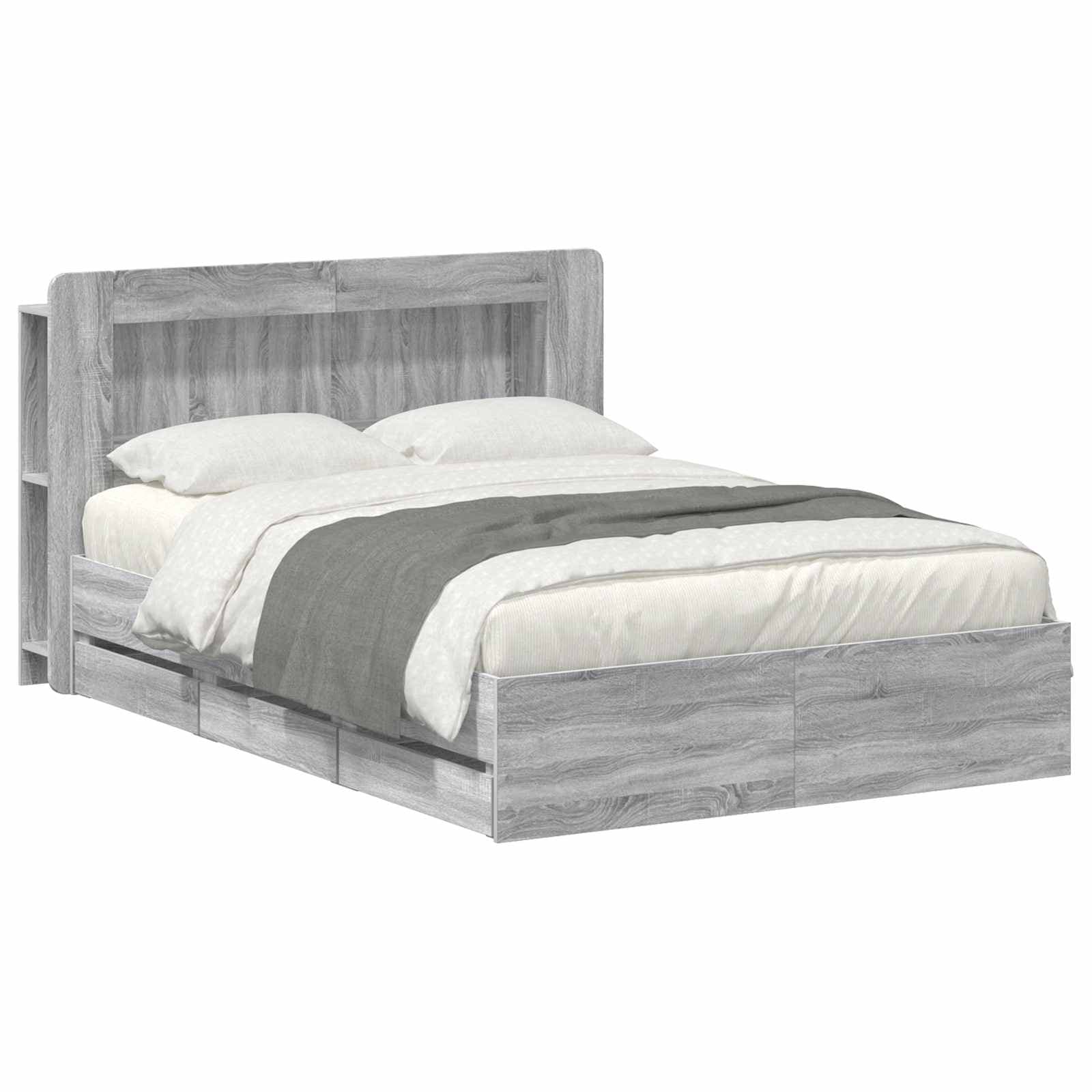 vidaXL Estrutura de Cama com Armazenamento Sonoma cinzento