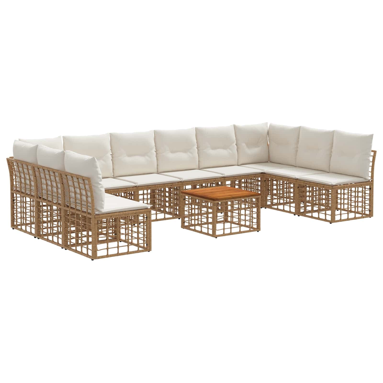 vidaXL Conjunto de Sofás para Exterior 11 pcs Natural e Branco Creme