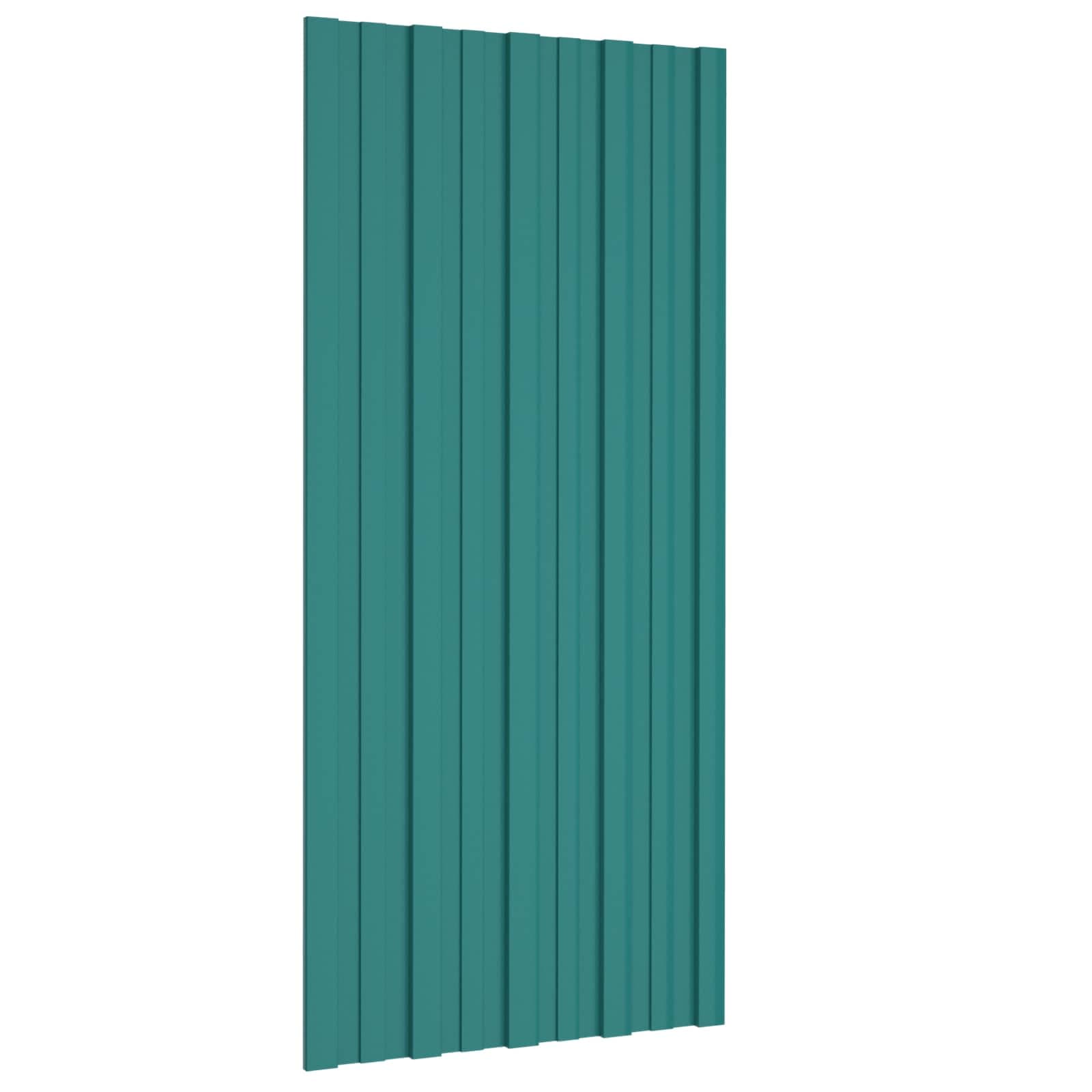 vidaXL Painel de telhado 12 pcs Verde 100 x 45 cm Aço galvanizado