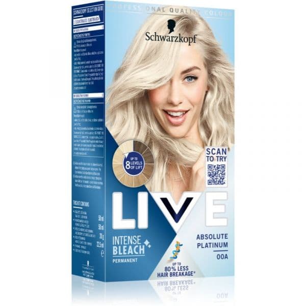 Schwarzkopf Live Intense Bleach Descolorante para Cabelo 00a Absolute Platinum 1 Unidade