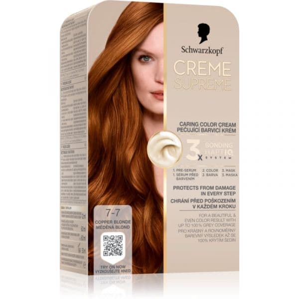 Schwarzkopf Creme Supreme Cor para Cabelo Permanente Tom 7-7 Copper Blonde 60ml