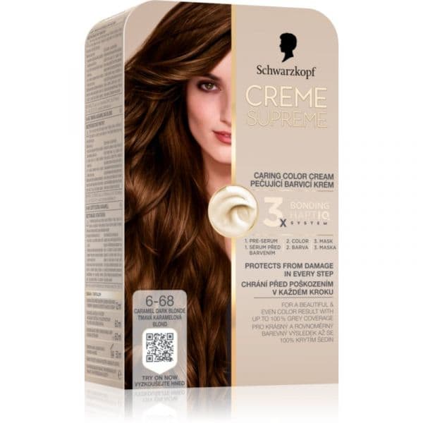 Schwarzkopf Creme Supreme Cor para Cabelo Permanente Tom 6-68 Caramel Dark Blonde 60ml