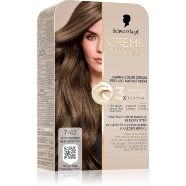 Schwarzkopf Creme Supreme Cor para Cabelo Permanente Tom 7-42 Nude Blonde 60ml