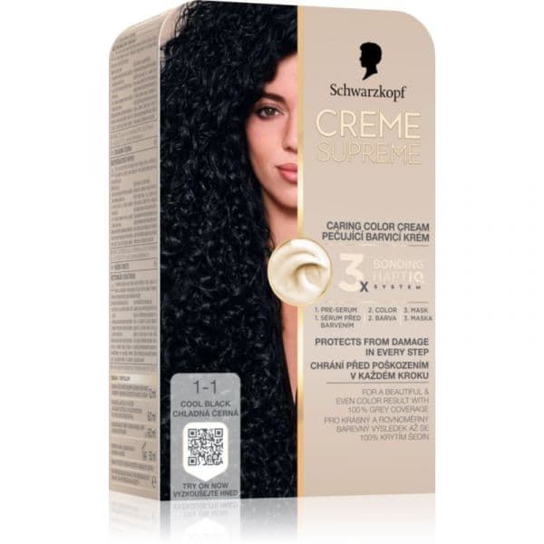 Schwarzkopf Creme Supreme Cor para Cabelo Permanente Tom 1-1 Cool Black 60ml