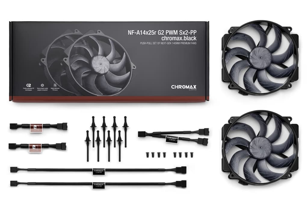 NF-A14x25r G2 PWM Sx2-PP chromax.black - dual fan set black