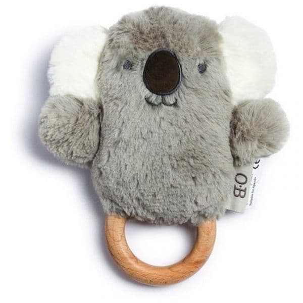 O.B Designs Bunny Soft Rattle Toy Brinquedo de Peluche com Roca Grey 3M+