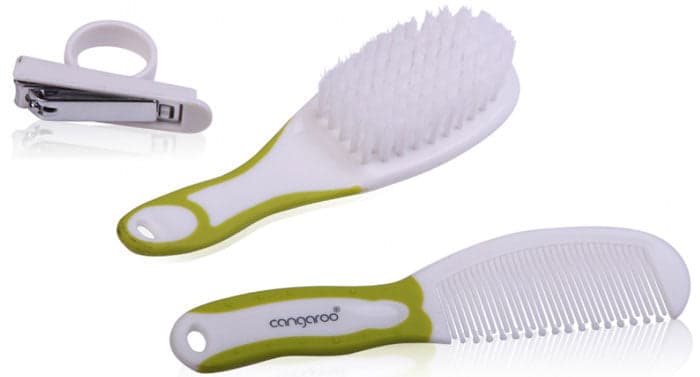 Conjunto de escova, pente e corta-unhas Cangaroo
