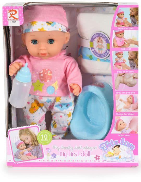Boneca 31 cm com fraldas Tutu Love