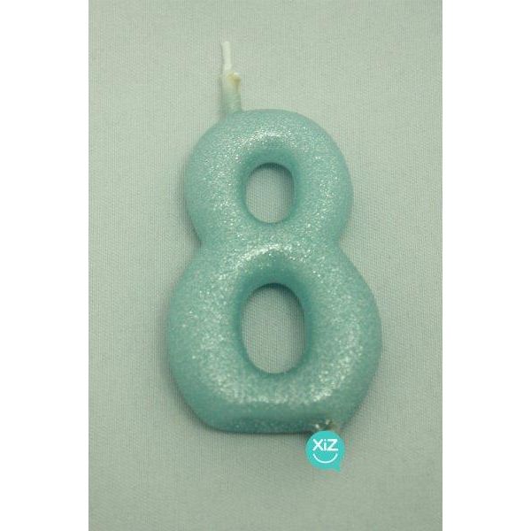 Velasmasroses Vela 6cm Nº8 Glitter Azul Bebé - 290000322