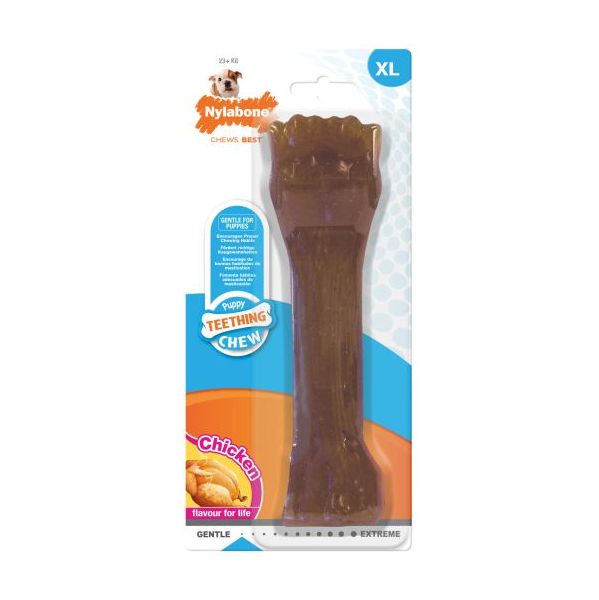 Nylabone Brinquedo para Masticar Flexible Puppy Bone Pollo Nylon Marrón