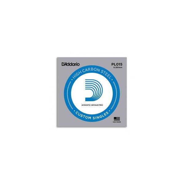 Corda Individual D'Addario PL015 Aço para Guitarra Elétrica ou Acústica