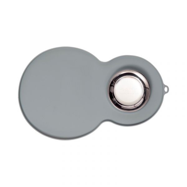 Catit Base de Silicone 45x30cm + Comedouro Inox Grey