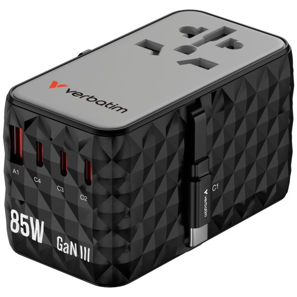 Verbatim CNT-02 Adaptador Universal 85W USB-C Retrátil Preto