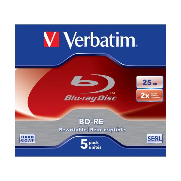 Verbatim BD-RE 25GB 2x Jewel Case Preto Pack 5