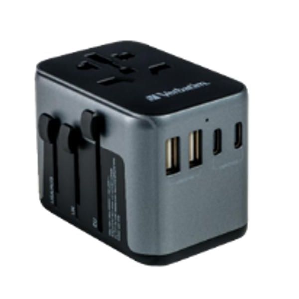 Verbatim UTA-04 Adaptador Universal de Viagem 61W 2xUSB-C 3xUSB-A
