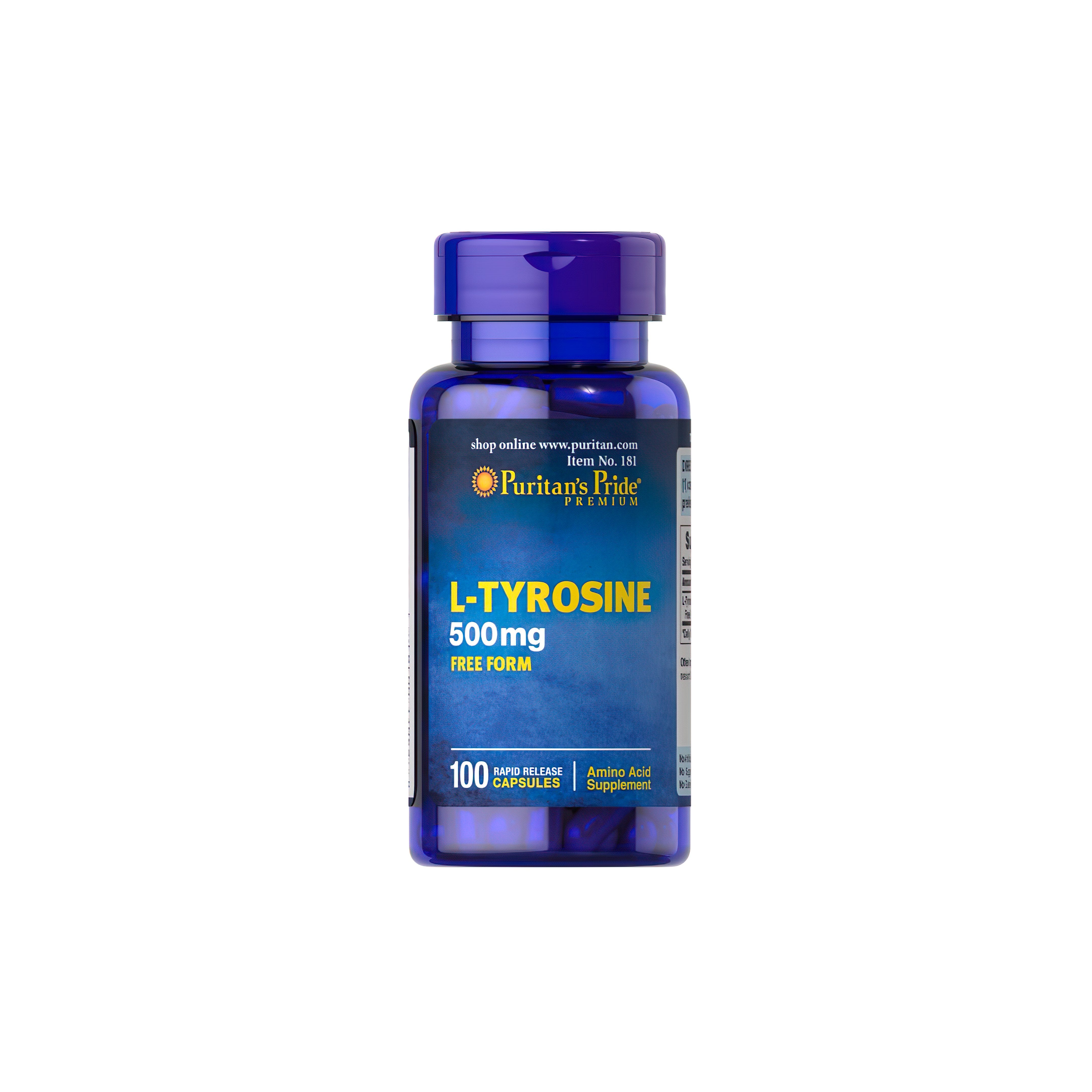 L-Tyrosine 500 mg Free form 100 Rapid Release Caps