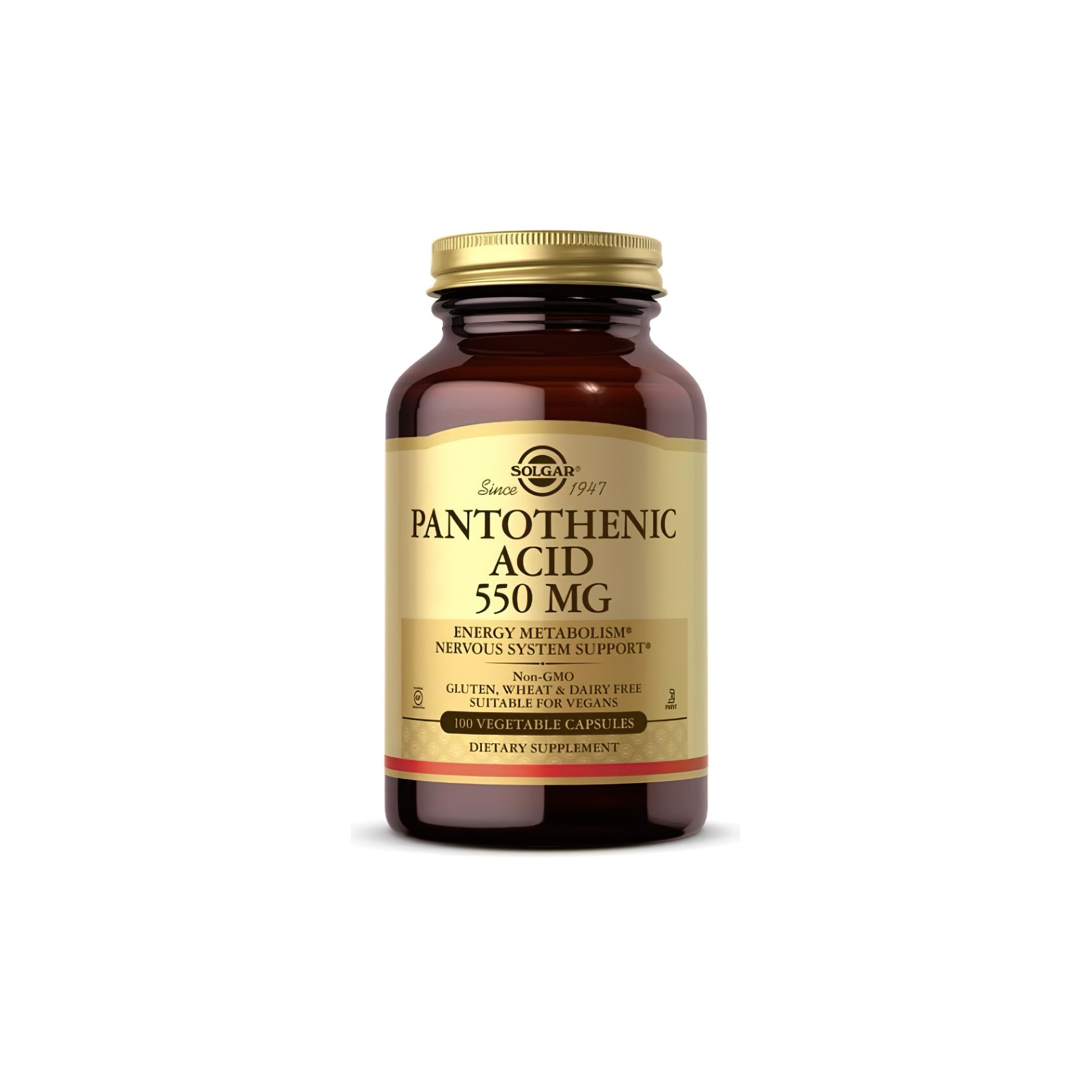 Pantothenic Acid 550 mg 100 Vegetable Capsules