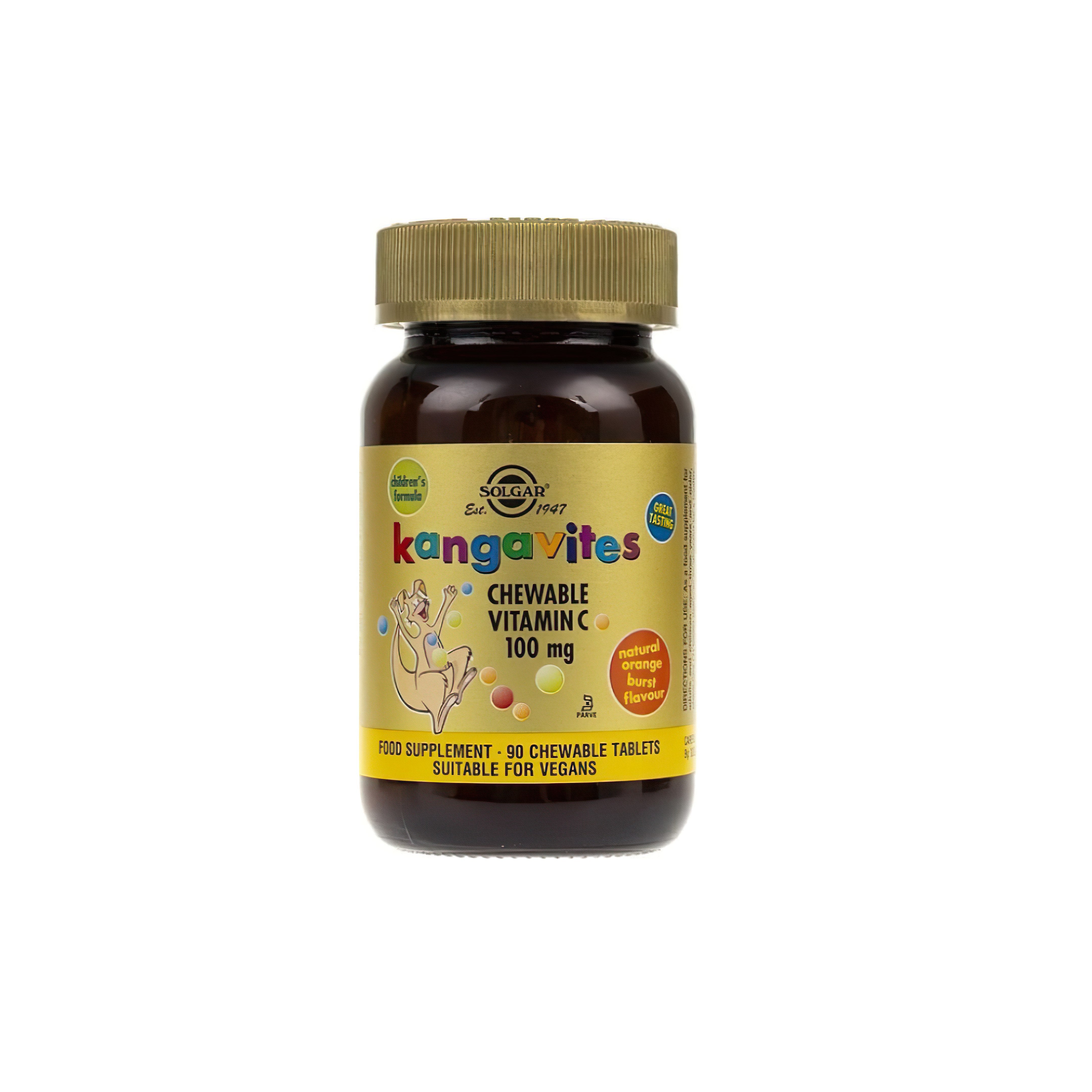 Kangavites Vitamin C 100 mg 90 chewable tablets orange flavor