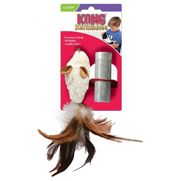 Kong Brinquedo Gato Rato com Penas e Erva-Gateira