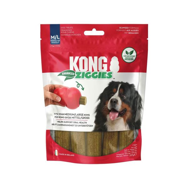 Kong Ziggies Enhanced Snack de Cuidado Dentário para Cães M/L 227gr
