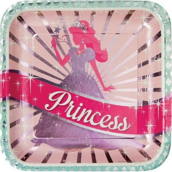 Pratos Aniversário Princesa Quadrados - 120425587