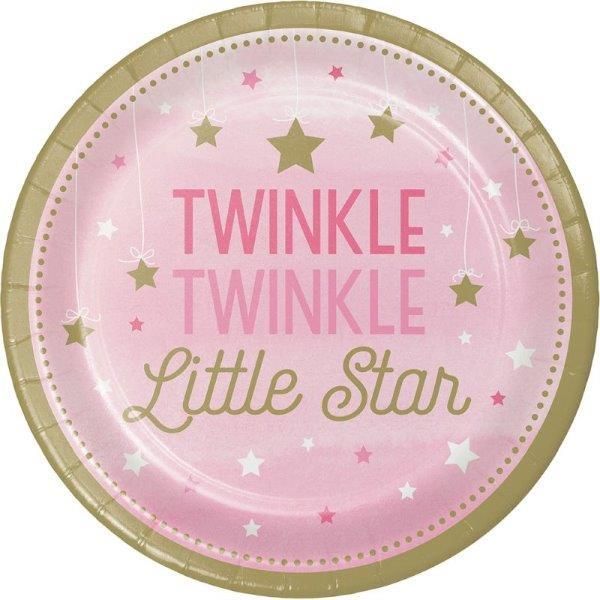 Creative Converting Pack 8 Pratos Pequenos One Little Star Rosa