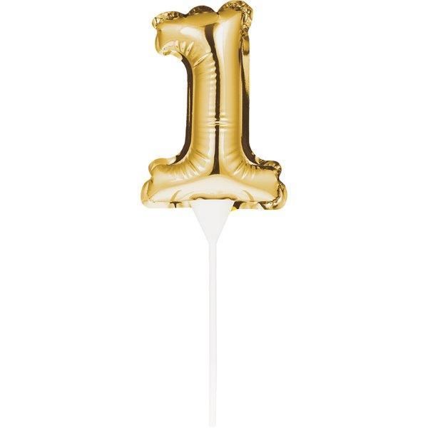 Creative Converting Topo de Bolo Mini Balão Foil Nº 1 Dourado - 120331857