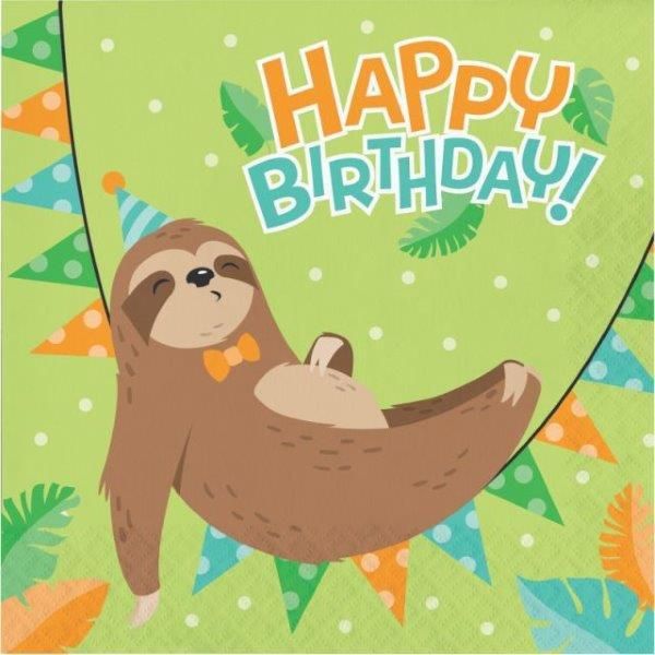 Creative Converting Guardanapos Preguiça Happy Birthday - 120343827