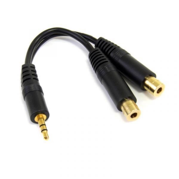 Startech Cabo Jack 3.5mm Macho Stereo - 2x Jack 3.5mm Fêmea (15 cm)