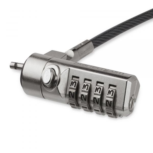 Startech.com LTLOCK4D Cabo Antirroubo com Bloqueio de Combinação de 4 Dígitos para Computadores, Preto e Prata, 2 Metros