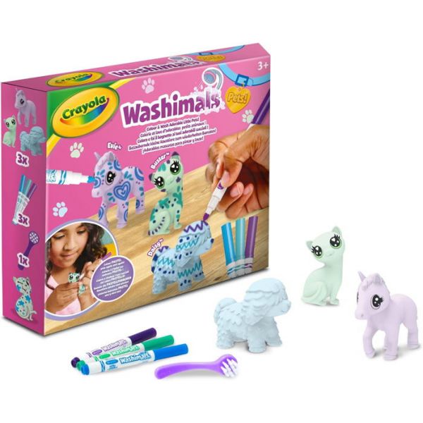 Crayola Washimals Pets 3x (Cão + Gato + Unicórnio)