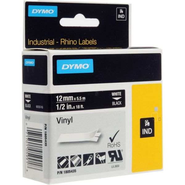 Dymo Fita Rhinopro Vinil 12Mm Br/Pr 5X