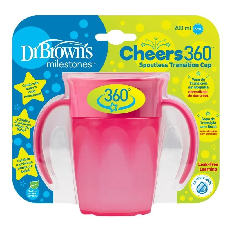 Dr Browns Cheers 360 Cop S/Boc 200ml Rosa 6m+