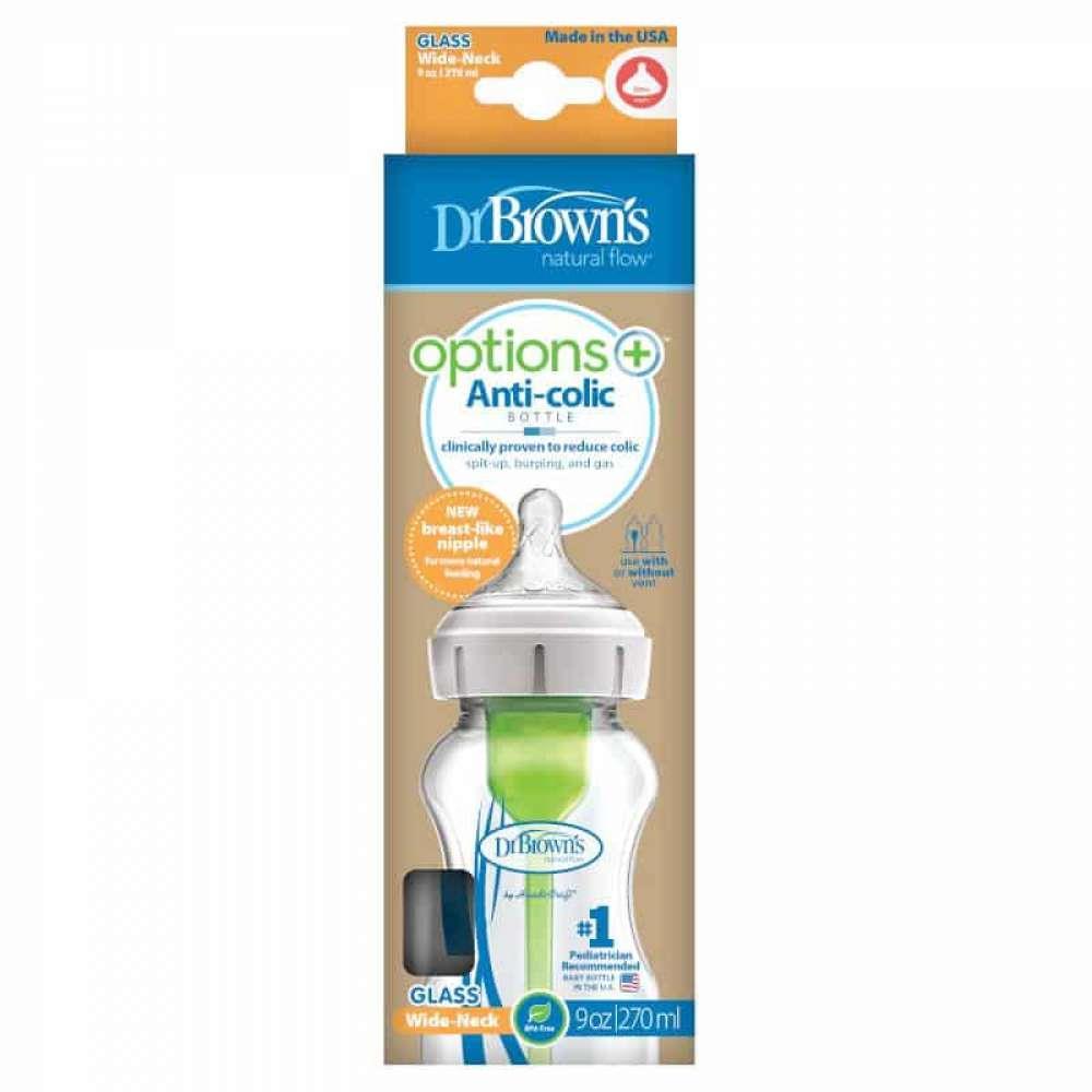 Biberão Options Vidro Boca Larga 270ml 0+