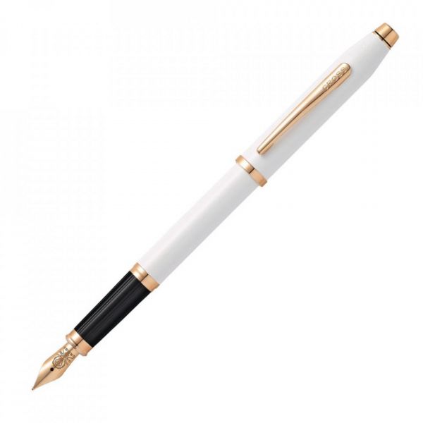 Cross Caneta de Aparo M Century Ii Pearlescent White Lacquer Preto