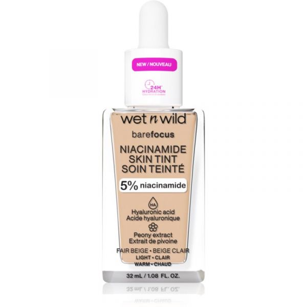 Wet N Wild Bare Focus Niacinamide Skin Tint Maquilhagem Hidratante Leve Tom Fair Beige 32 ml