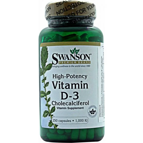 Swanson High Potency Dry Vitamin D3 250 Cápsulas