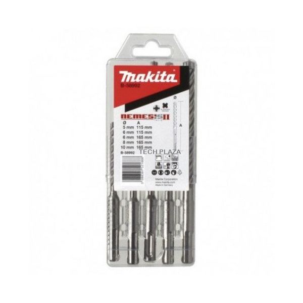 Makita Conjunto de Brocas Nemesis 2 Sds+ B-58992 Silver, 5 Pcs | Betão