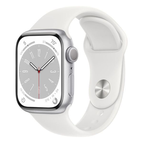 Apple Watch Series 8 GPS 41mm Alumínio Prateado c/ Bracelete Desportiva Branca