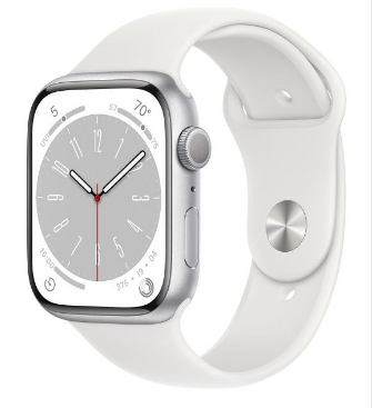 Apple Watch Series 8 GPS 45mm Alumínio Prateado c/ Bracelete Desportiva Branca