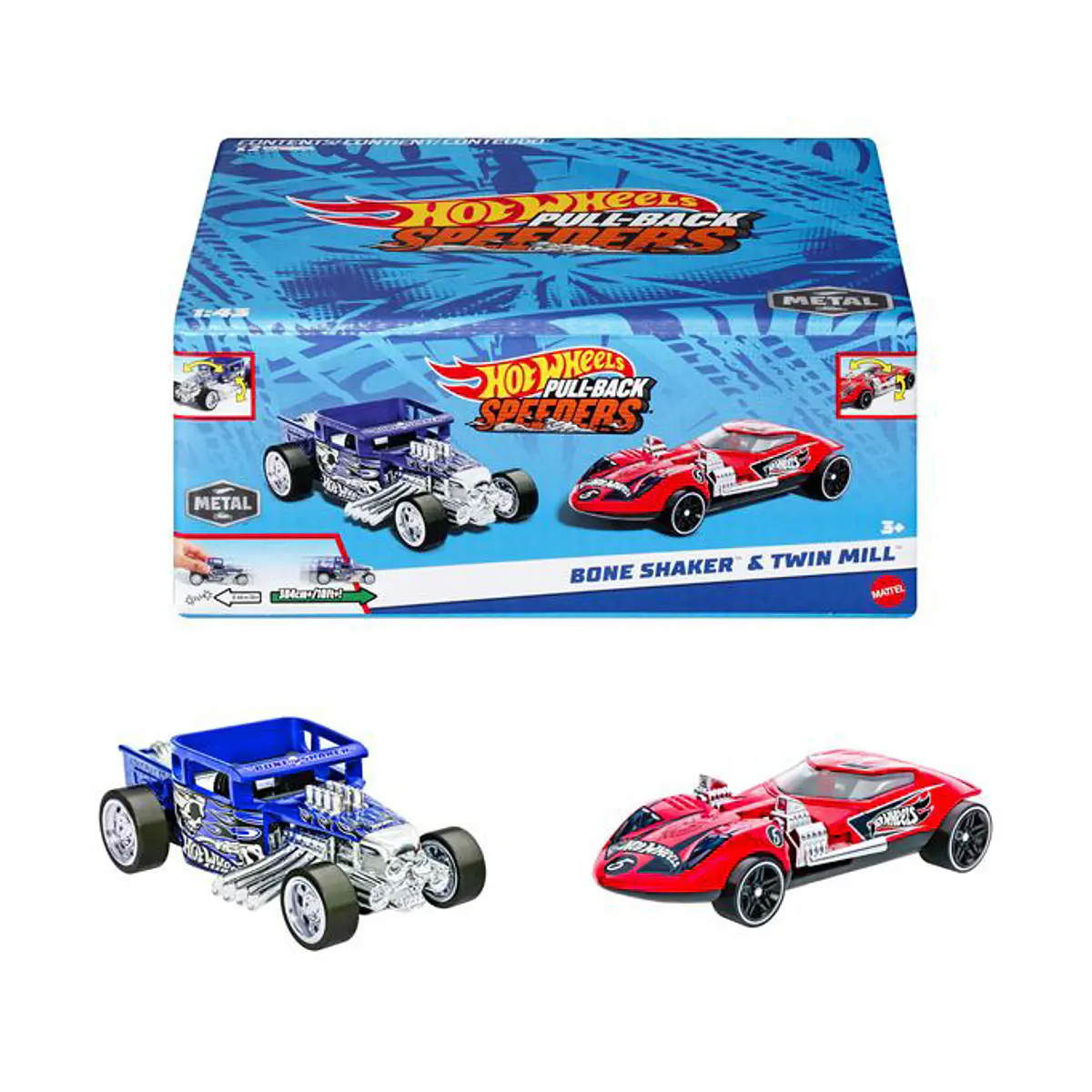 Hot Wheels Pack 2 Carrinhos Pull-back Speeders Envio Aleatório HPR91