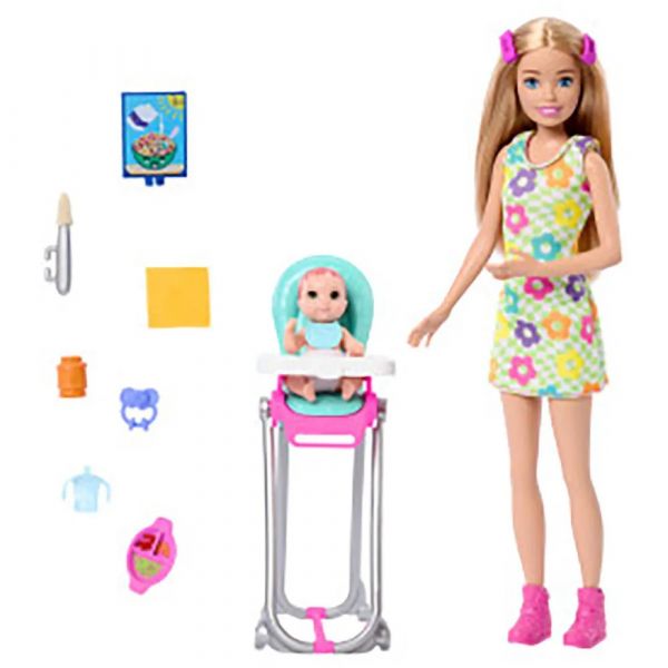 Barbie Boneca Babysitter Skipper com Cadeira Alta "