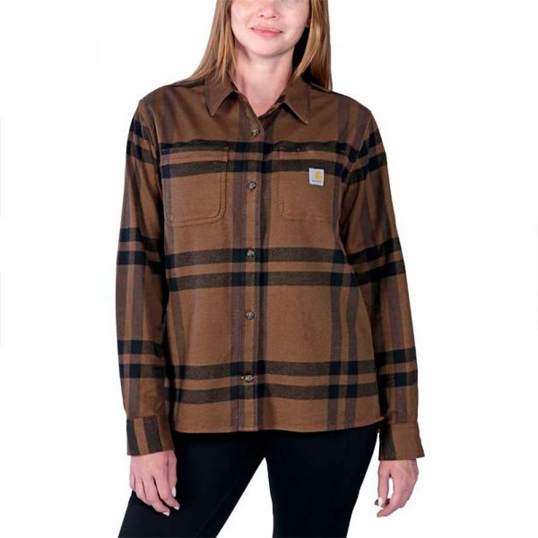 Carhartt Midweight Flannel Plaid Long Sleeve Shirt Castanho S