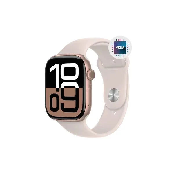 Apple Watch Series 10 GPS + Cellular 42mm Alumínio Rose Gold c/ Bracelete Desportiva Light Blush - Small/Medium