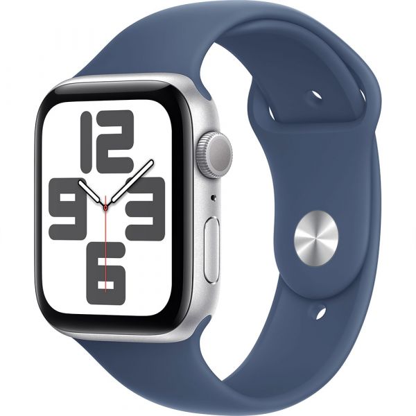 Apple Watch SE (2024) GPS 44mm Alumínio Silver c/ Bracelete Desportiva Denim - Small/Medium